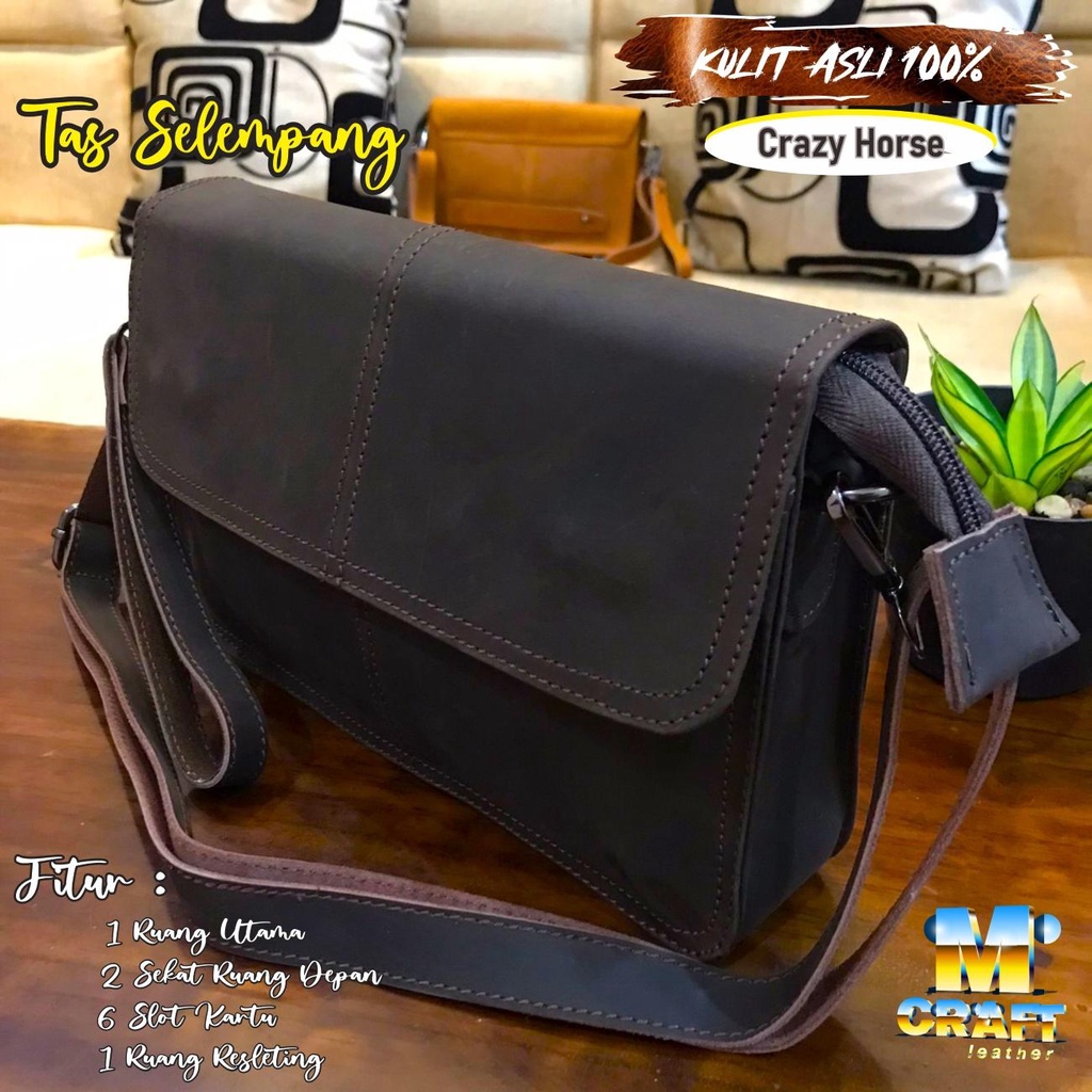 Tas Selempang Wanita Kulit Sapi Crazy Horse / Handbag Pria Crazy Horse