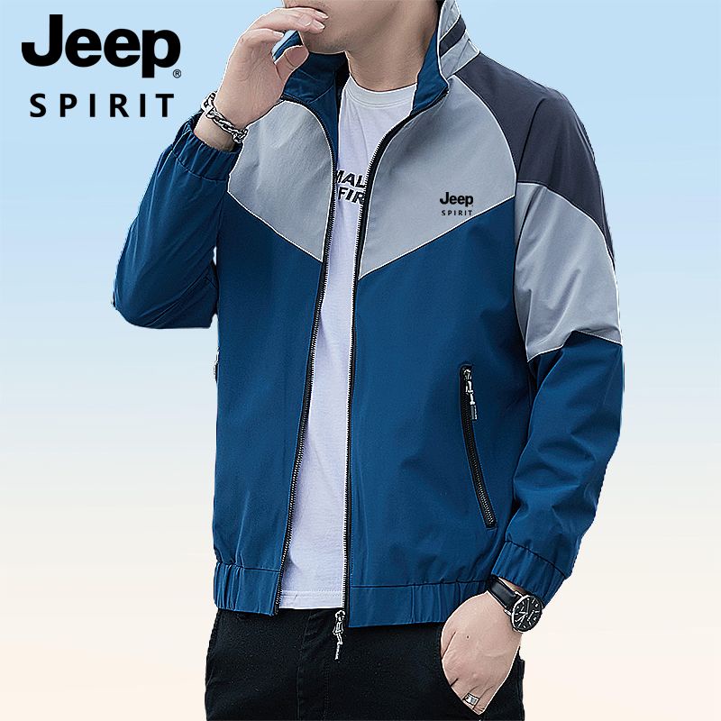 [Official Authentic] JEEP Jeep Men's Jacket Spring and Autumn New Thin Standing Collar Casual Sports