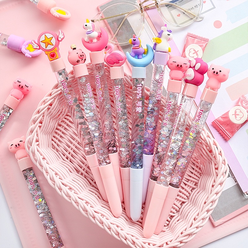 

STESSI Pen Bensia Topper Karet Glitter Import / Karakter / Bolpen Unicorn / BT