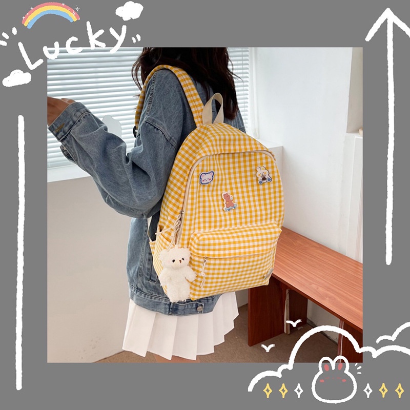 Tas Grosir Import Murah Motif Kotak-Kotak Lucu