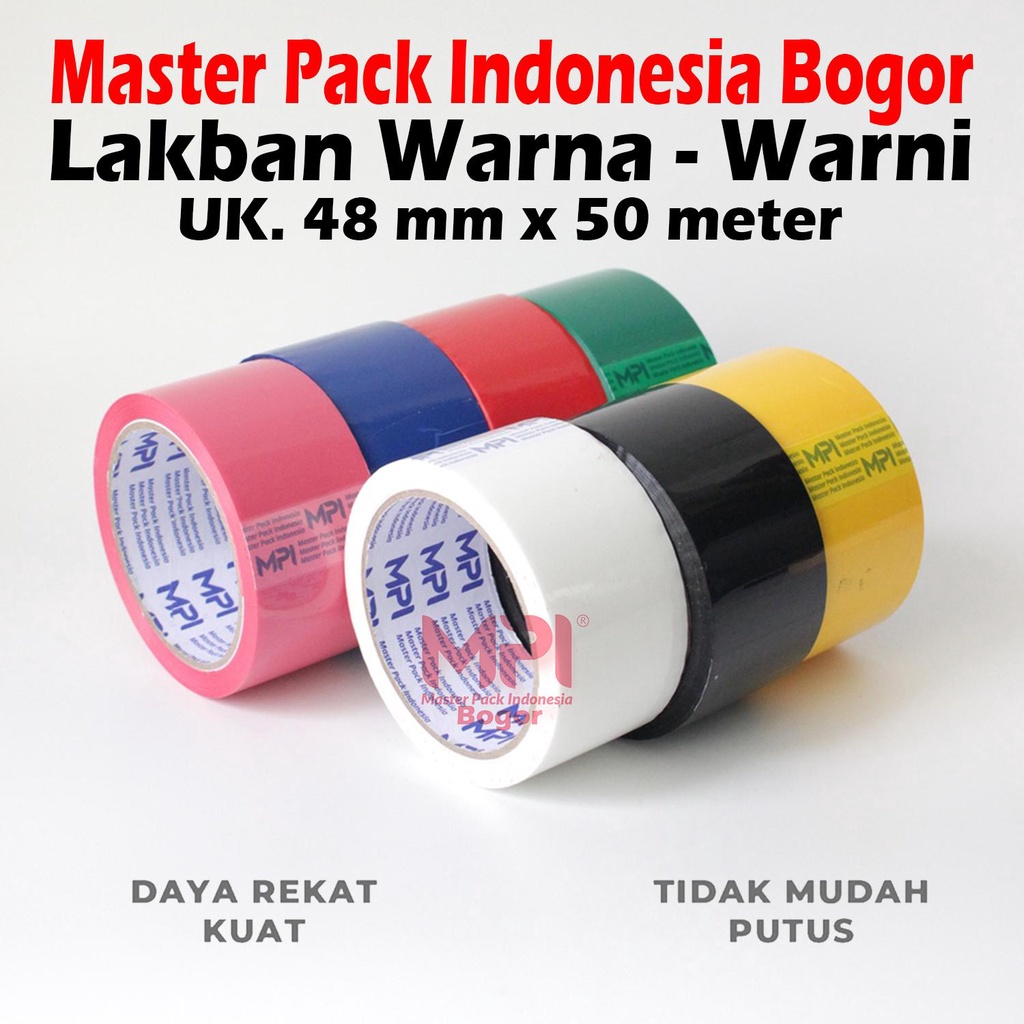 

Lakban MPI Warna - Warni 48 mm x 50 Meter - Lakban Warna Master Pack Indonesia