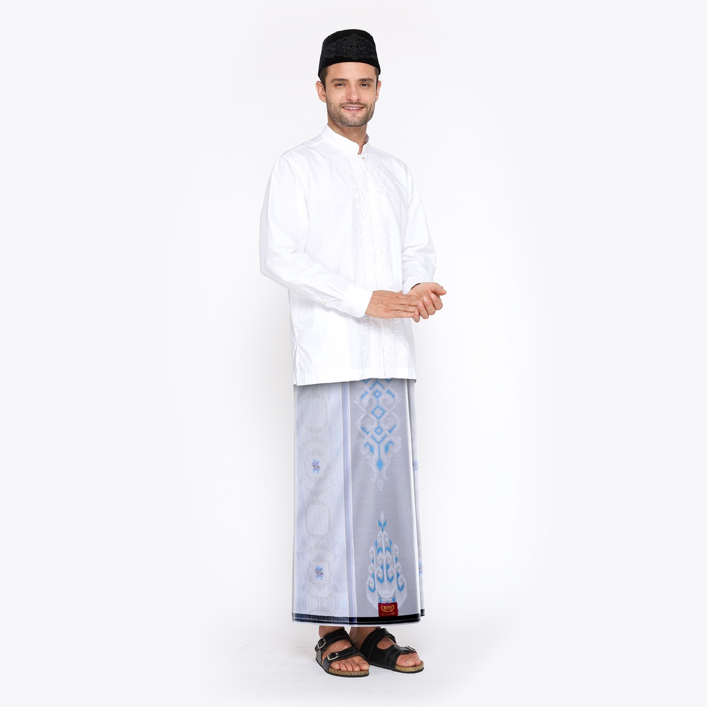 Sarung BHS Excellent Gold Motif E54 SKC Putih Biru