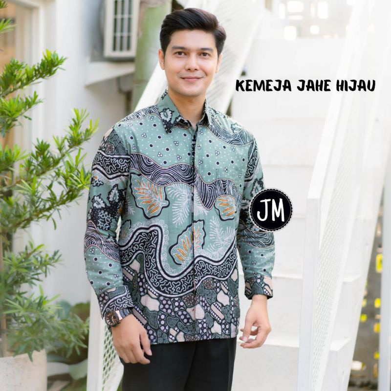 Afkar Batik katun prima New Arival Batik Atasan Pria Kemeja Batik Lengan Panjang Katun