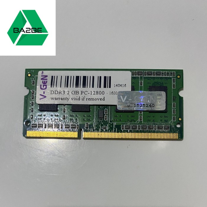 Memory ram laptop sodimm 2gb vgen pc-12800 ddr3