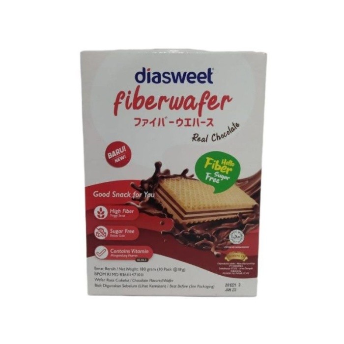 

Diasweet Fiberwafer Camilan Wafer Real Chocolate 180 g