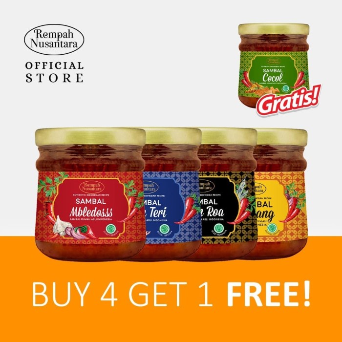 

KD-76 SAMBAL BUY 4 FREE SAMBAL COCOL JAR REMPAH NUSANTARA