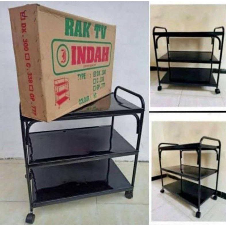 Rak TV Besi 3 Susun/Rak TV Warna Hitam Serbaguna/ Rak TV Indah Multifungsi