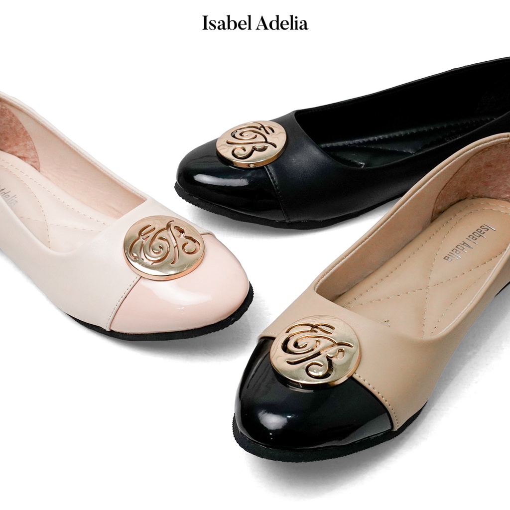 Isabel Adelia Sepatu NEOMA Flatshoes Wanita Hitam Cream Mocha