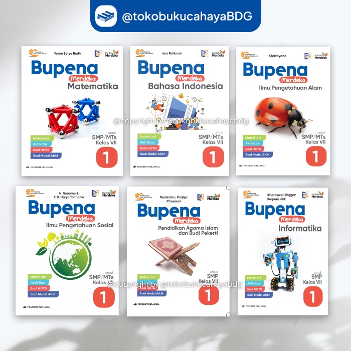 BUKU BUPENA KELAS 7 SMP ERLANGGA KURIKULUM MERDEKA MTK B.INDO IPA IPS PEND. AGAMA INFORMATIKA ORIGIN