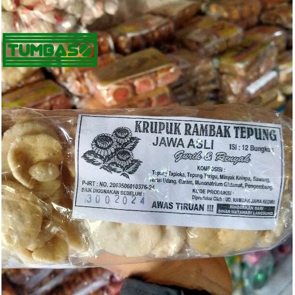 

Tumbaso Krupuk Rambak Tepung Cap Mawar Asli Kediri 20g×12 pcs