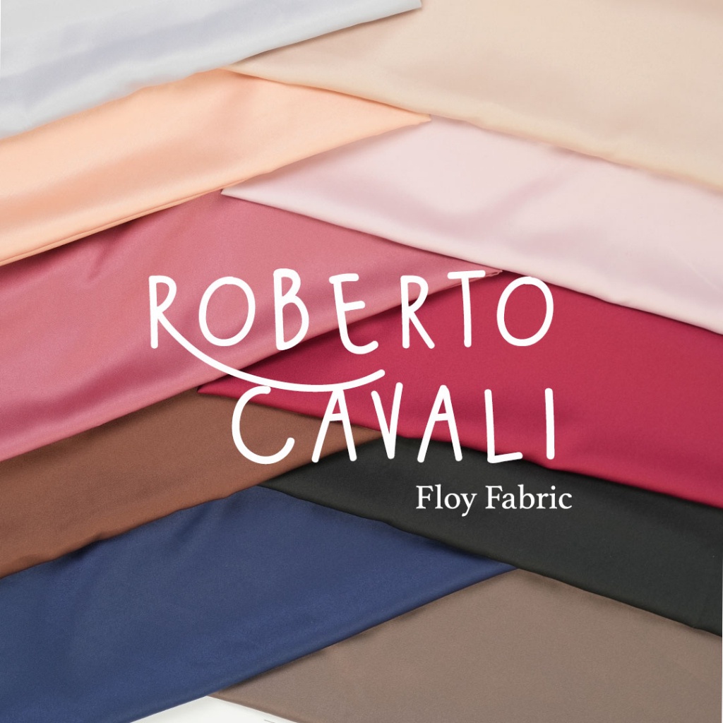 Floy fabric ROBERTO CAVALI Premium PER 1 METER kain eceran satin bahan dress atasan