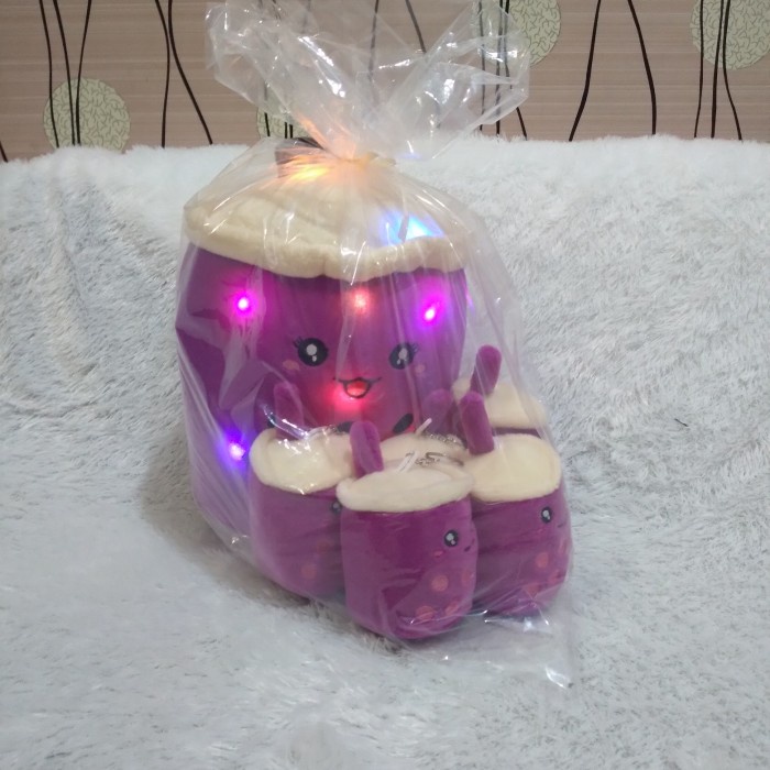 JH86 Boneka Boba Beranak LED 1 Induk 5 Anak Boneka Hadiah Super Mewah - Ungu, 1 Induk 5 anak