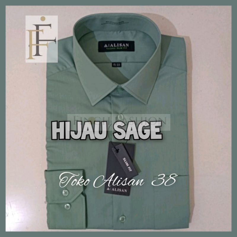 Finch - Hijau SAGE Slim Fit- Kemeja Alisan Lengan Panjang