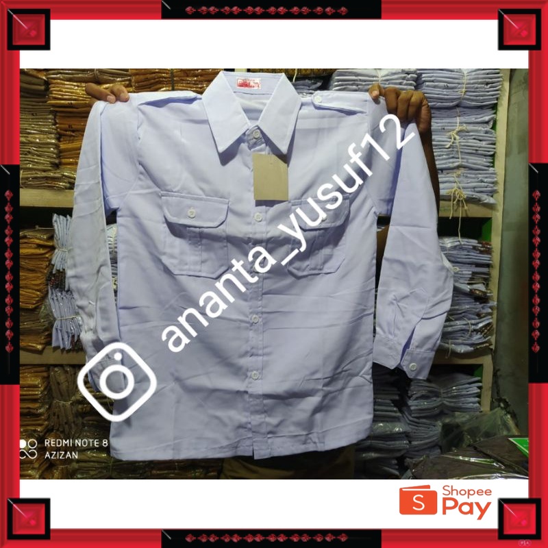 12.12 SERAGAM SALE / Seragam panjang PDH/ Kemeja PDH putih panjang/ Kemeja panjang putih saku dua/ K