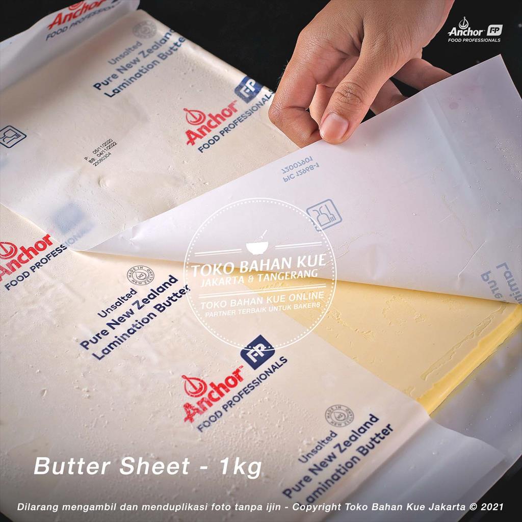 Anchor BUTTER UNSALTED SHEET 1kg Unsalted Lamination Mentega