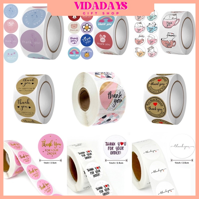 

500 PCS / 1 ROLL STIKER TERIMA KASIH / STICKER LABEL THANK YOU PROMO VIDADAYS