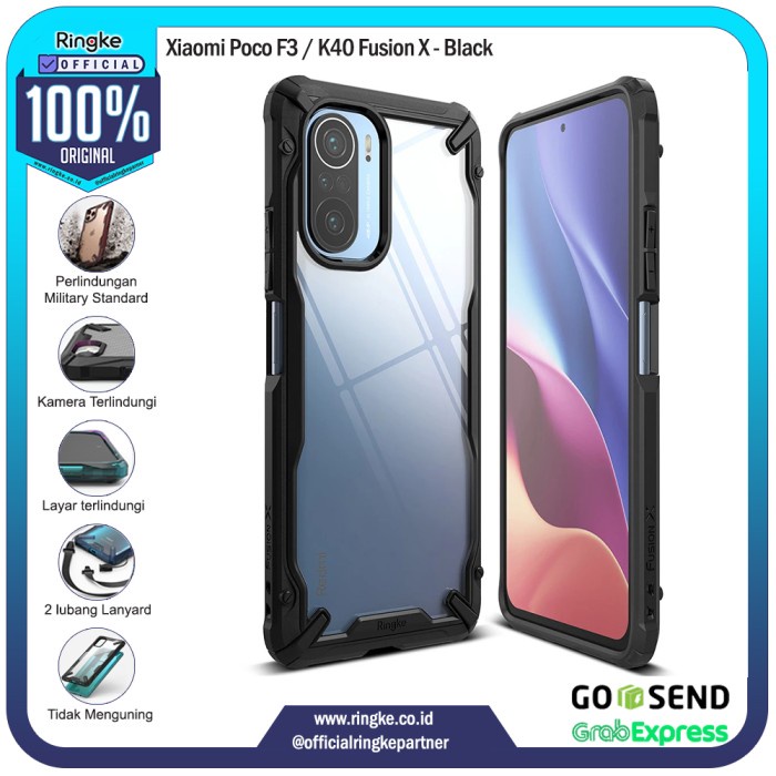 SALE Ringke Xiaomi Poco F3 Fusion X Softcase Anti Crack Slim Military Drop - Fusion X-Black TERMURAH