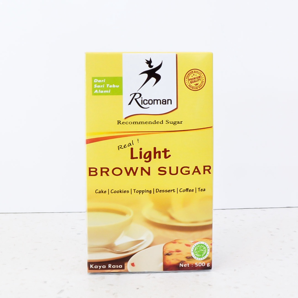 500g Light Brown Sugar gula tebu coklat mudah - Ricoman