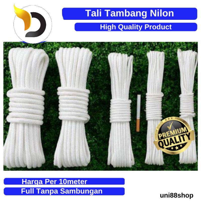 Tali Tambang Kecil Nilon Nylon Rope 3mm 4mm 5mm Pengikat Barang Putih Halus Qualitas Eksport Kuat