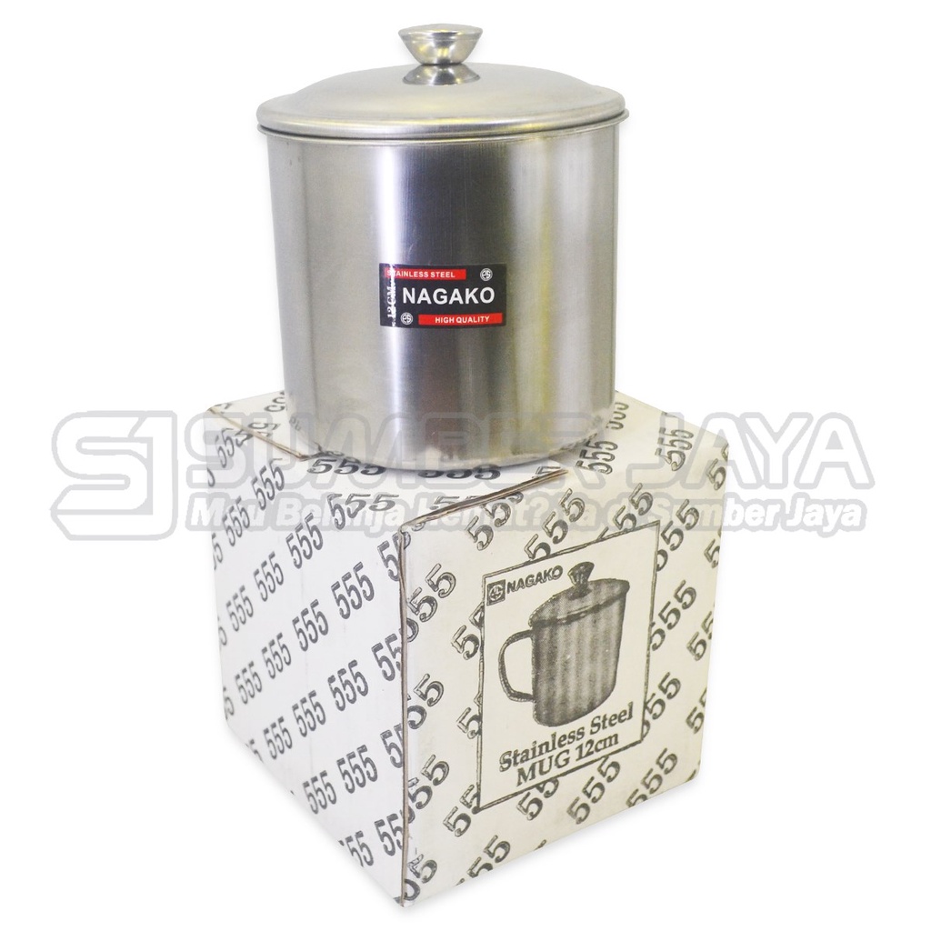 Mug Stenlis Cangkir Gelas Stainless Steel Murah NAGAKO 555 Cup + Tutup