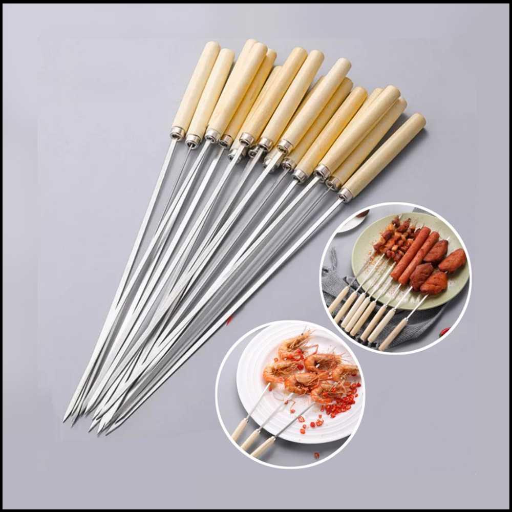

HALOJAJU Alat Tusuk Sate Barbeque Stainless Steel Reusable 50 PCS - Miao-478