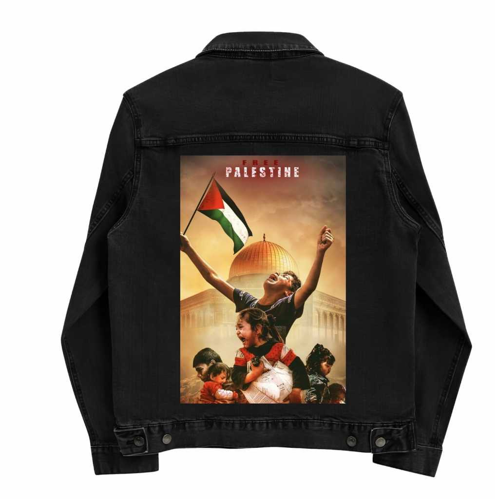 Populasi -Jaket Jeans - Jaket Denim - FREE PALESTINE - Jaket Denim PALESTINE - Pakaian pria - Pakaia