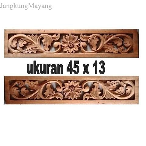 

45 X 13 cm Dekorasi Dinding Ornamen Ukir Tempel Kepingan Loster Kayu murah