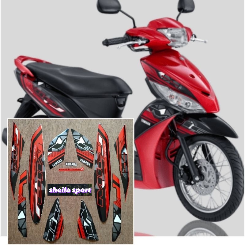 Striping mio j Stiker Yamaha Mio J merah tahun 2013 2014