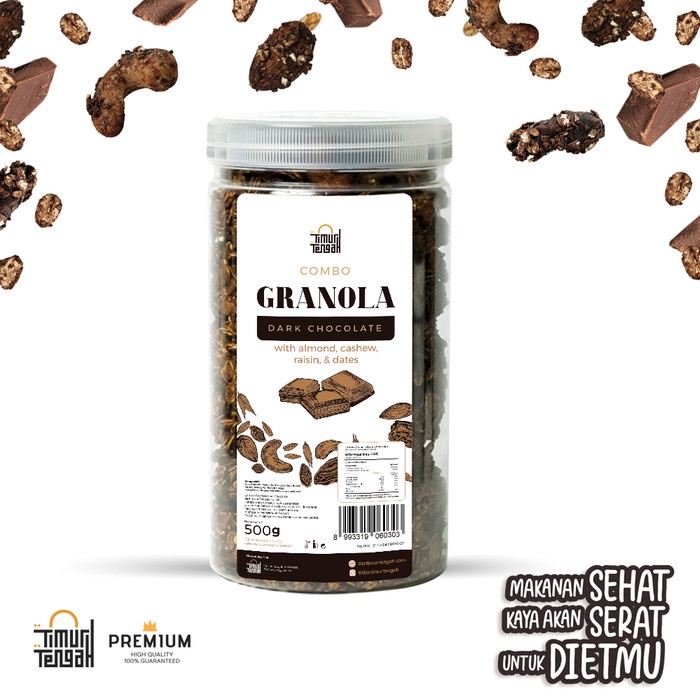 

BEST SELLER- Granola Coklat 500 gr Timur Tengah Sereal Makanan Sehat High Quality - Toples/Jar