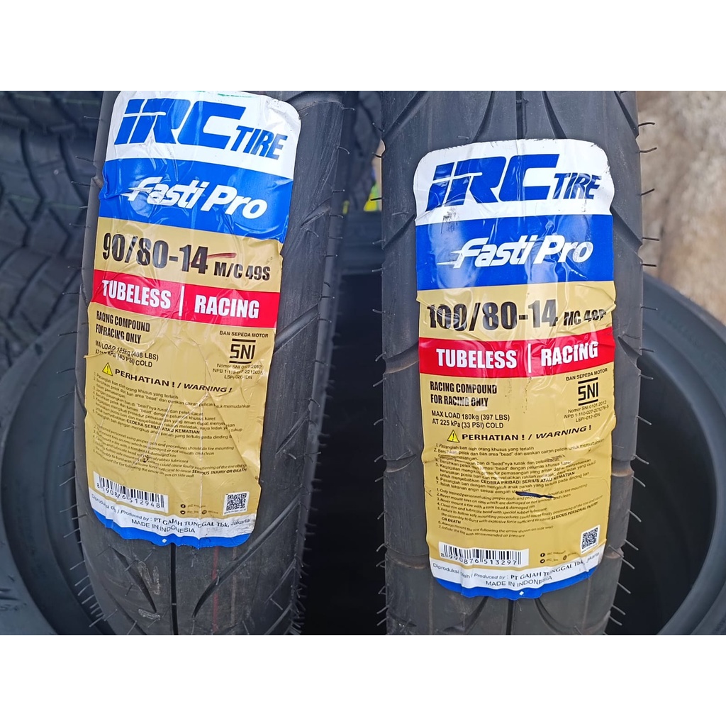 ( PAKET 2 BAN RING 14 ) FASTI PRO 90 / 80 - 14 dan 100 / 80 - 14 Ban Motor IRC Balap FREE PENTIL