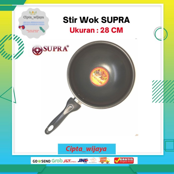SUPRA Stir Wok Teflon 28 Cm / Wajan Penggorengan Teflon 28 CM SUPRA