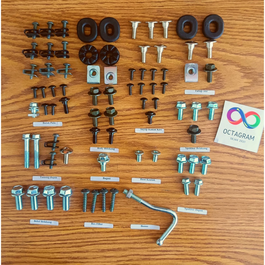 Baut Motor Lengkap /Baut Supra X 100 / Baut Body motor Supra X 100 Lengkap/Baut body motor Supra x 1