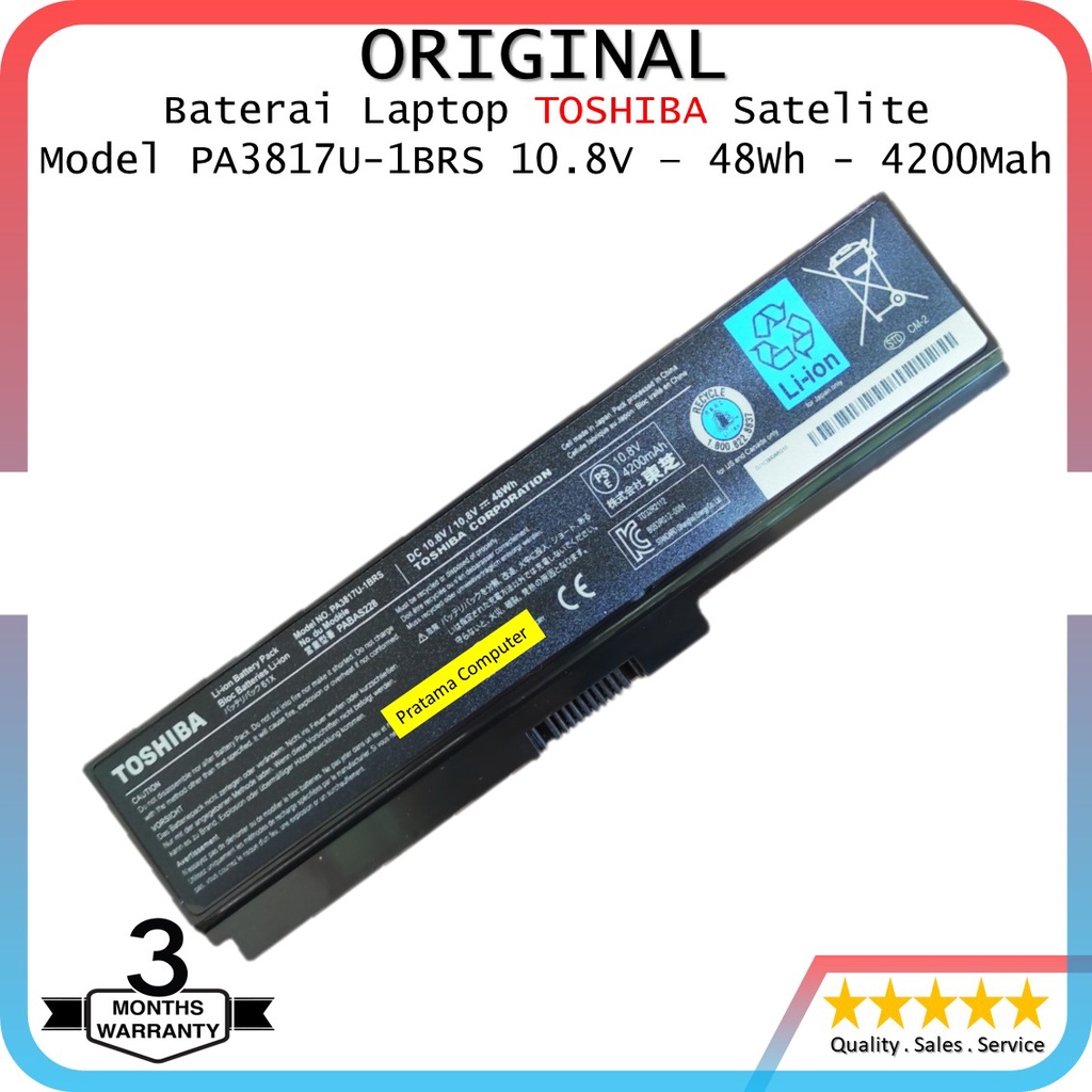 Baterai Toshiba Satellite Original C600 C640 L740 L745 PA3817U PA3817 PA3817U-1BRS 42Wh