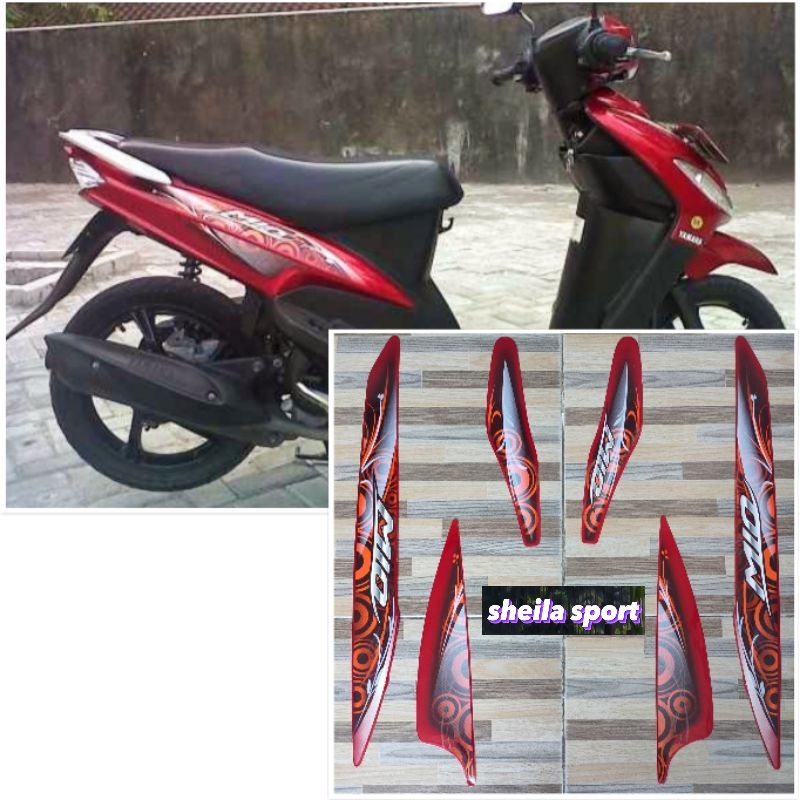 striping mio sporty stiker Yamaha Mio sporty merah tahun 2011 2012 lis mio sporti