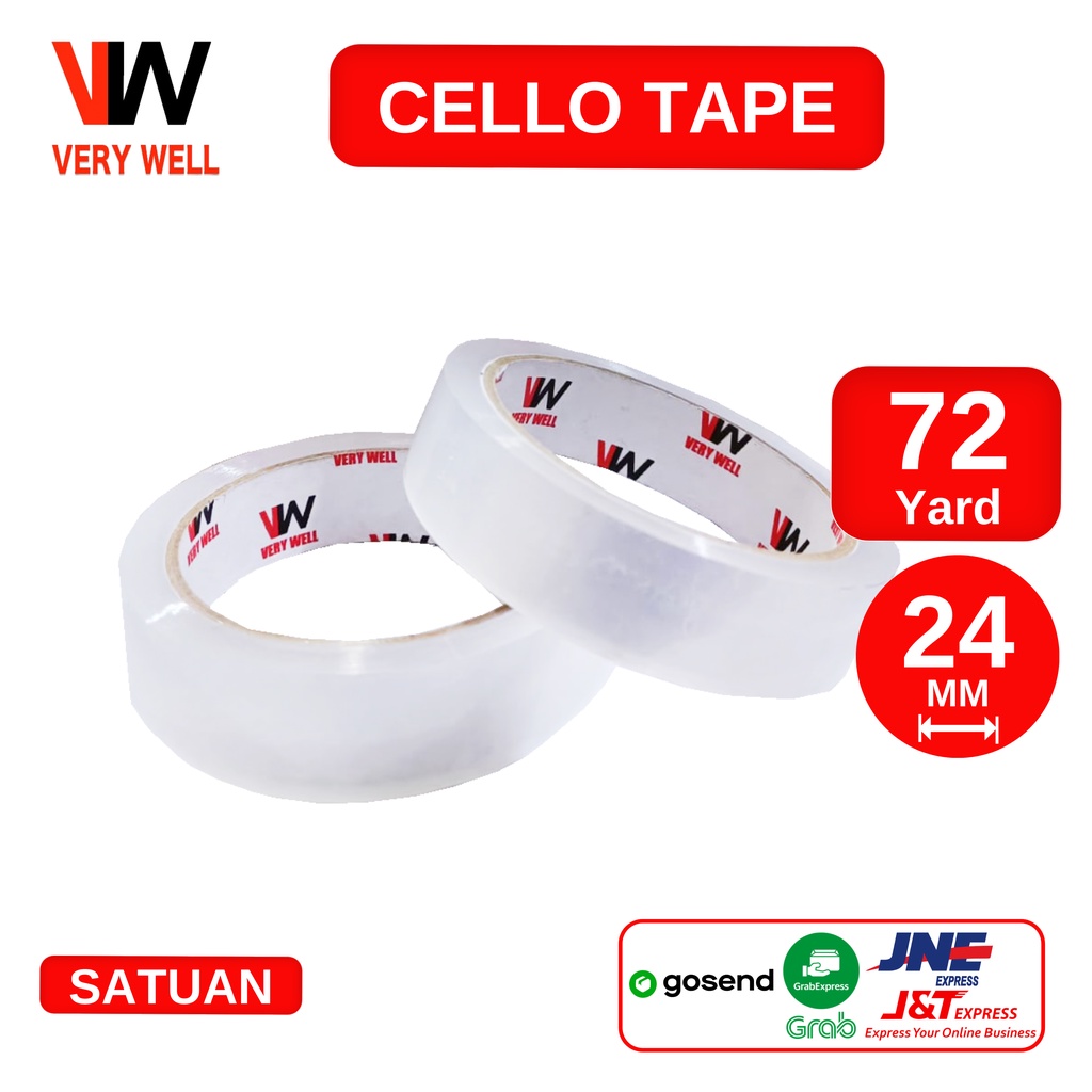 

Isolasi Bening VERYWELL Tape 24mm x 72 Yard