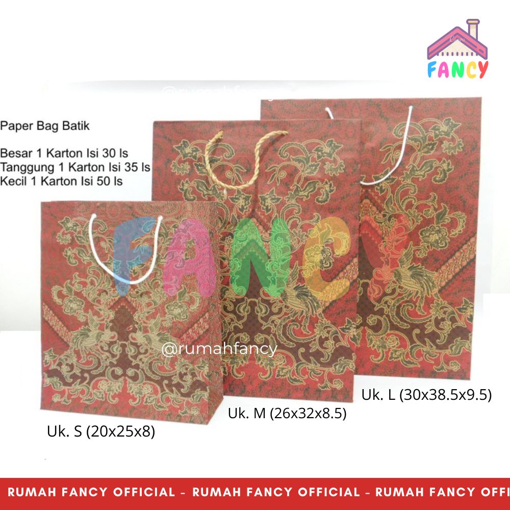 

[GROSIR] 1 Lusin/ 12 Pcs Paper Bag BATIK PREMIUM TEBAL/ Goodie Bag/Hand Bag Kertas / Tas Serbaguna Batik KECIL MEDIUM BESAR