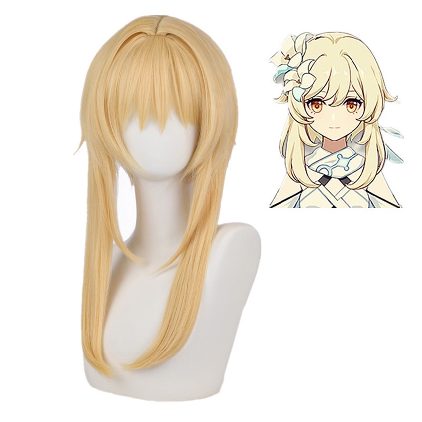 Wig Cosplay Anime Game Aether Cosplay Genshin Impact : Thoma - Rambut Palsu