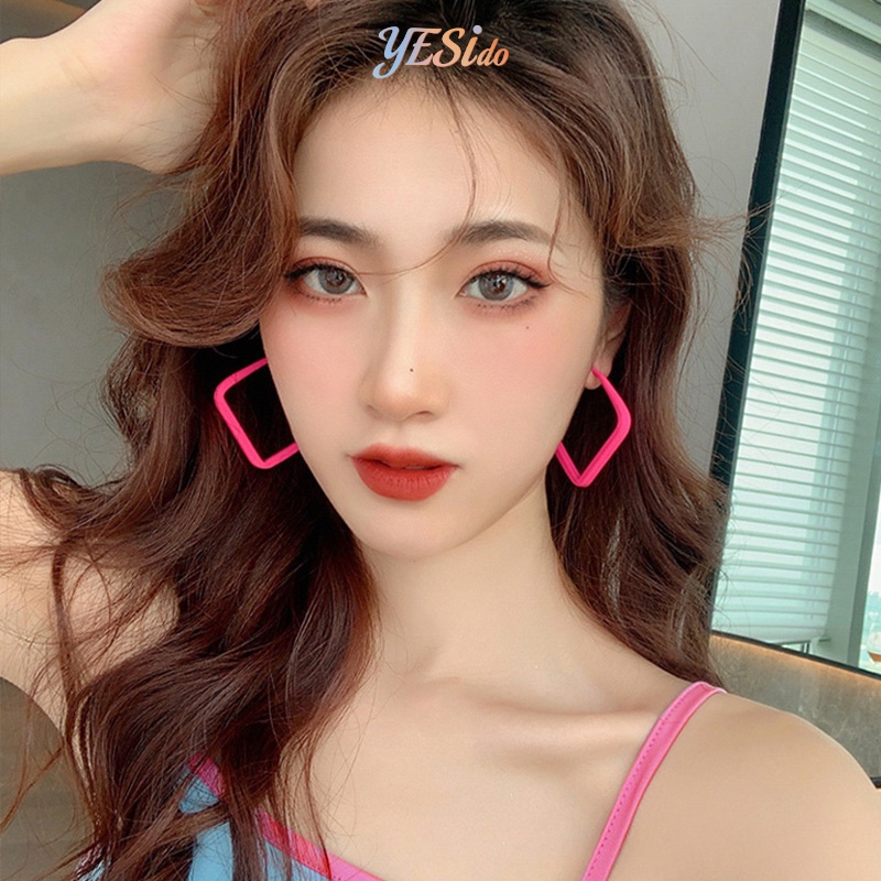 COD Anting Hati Akrilik Warna Kelas Atas Anting Merah Muda Barbie Pesta Jazz-YES