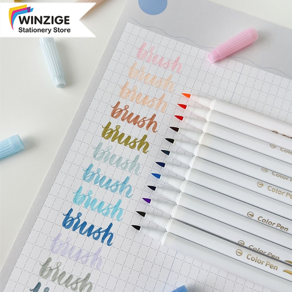 

Winzige Set 12 Calligraphy Pen Brush Lettering Pen Aesthetic Vintage Warna Warni Brush Marker Pena Kuas Warna Pulpen Pena Kaligrafi Coloring Markers