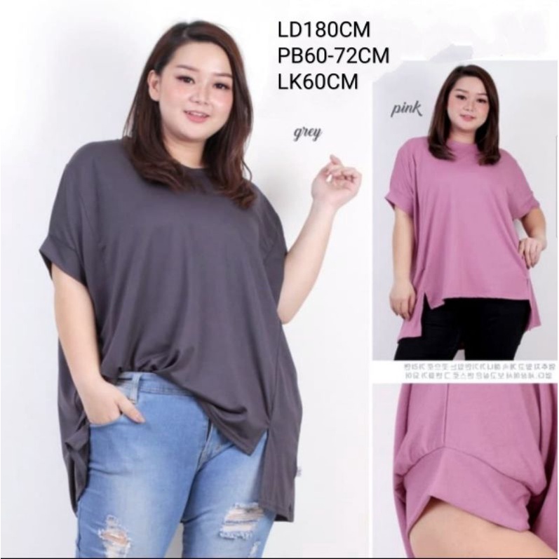 LD 180 BAJU ATASAN KAOS BLOUSE FASHION PAKAIAN WANITA CEWEK KEKINIAN SUPER JUMBO BIGSIZE OVERSIZE SP