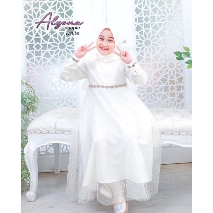 Gamis Putih Anak Perempuan 7-9 tahun Dress Muslim Anak Alyona