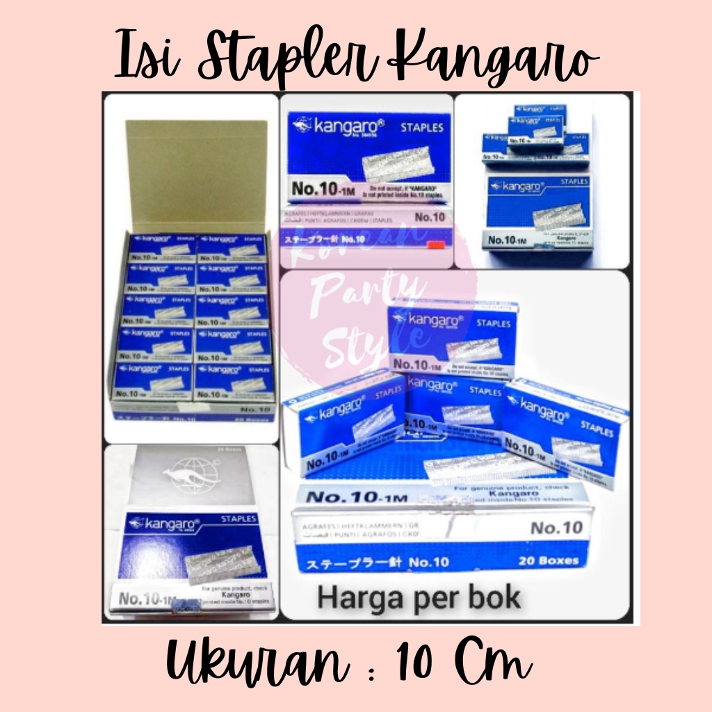

INDO STAPLER ISI STAPLES KECIL ISI HEKTER ISI JEPRETAS STAPES NO 10 KANGARO