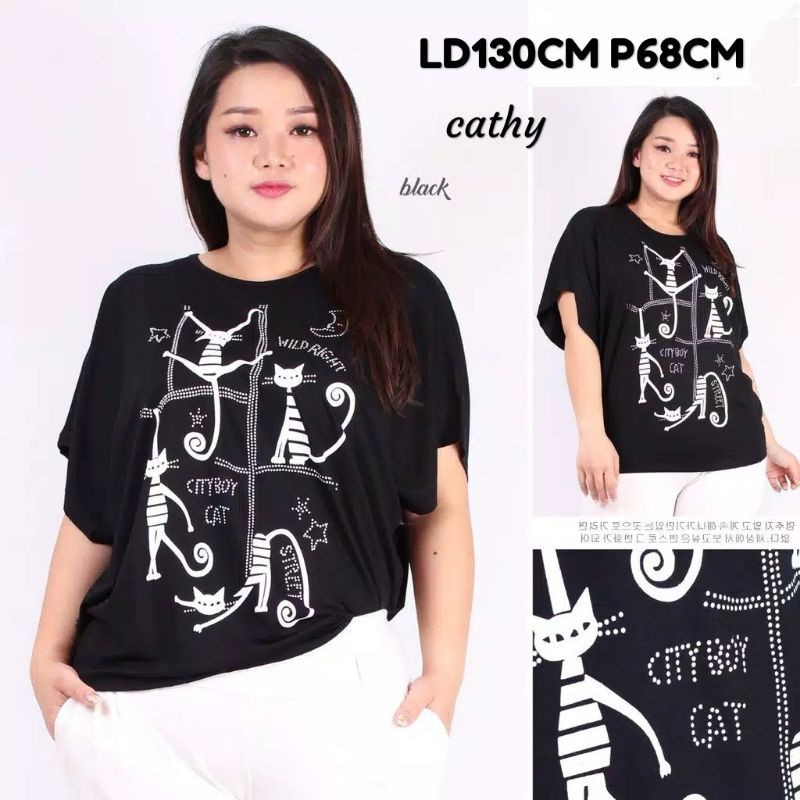LD 130 BAJU ATASAN BATWING TOP KAOS BLOUSE FASHION PAKAIAN WANITA CEWE KEKINIAN SUPER JUMBO BIGSIZE 