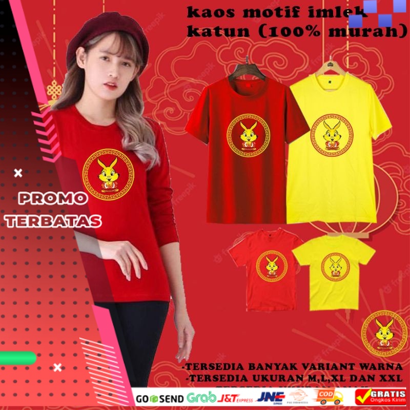 Baju Imlek Shio Kelinci Pria Wanita / Kaos Imlek Sincia Lengan Pendek Lengan Panjang / Baju Cina Pri