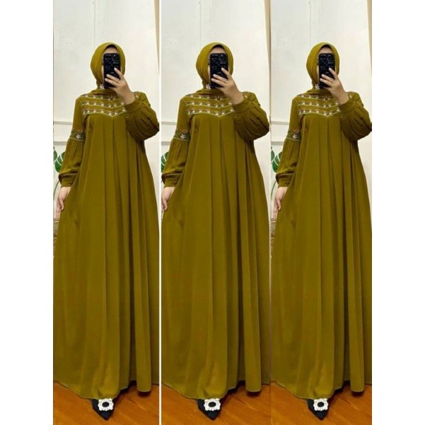 Gamis Dress Acara Kondangan  Warna Sage Green / Cantika Maxy