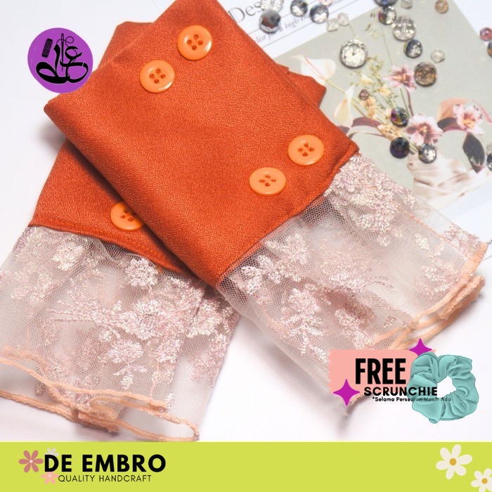 Manset Tangan Pendek Wanita renda lengan tambahan  Elegan Citrus Lace Cuffs  renda Premium Brokat Fa