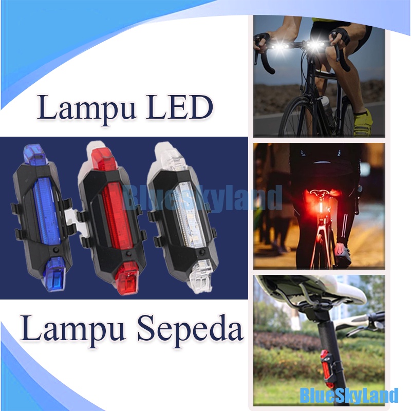 Lampu Led Usb Charger Sepeda / Aksesoris Sepeda / Lampu Belakang Sepeda / Bicycle Light / Lampu Sepe