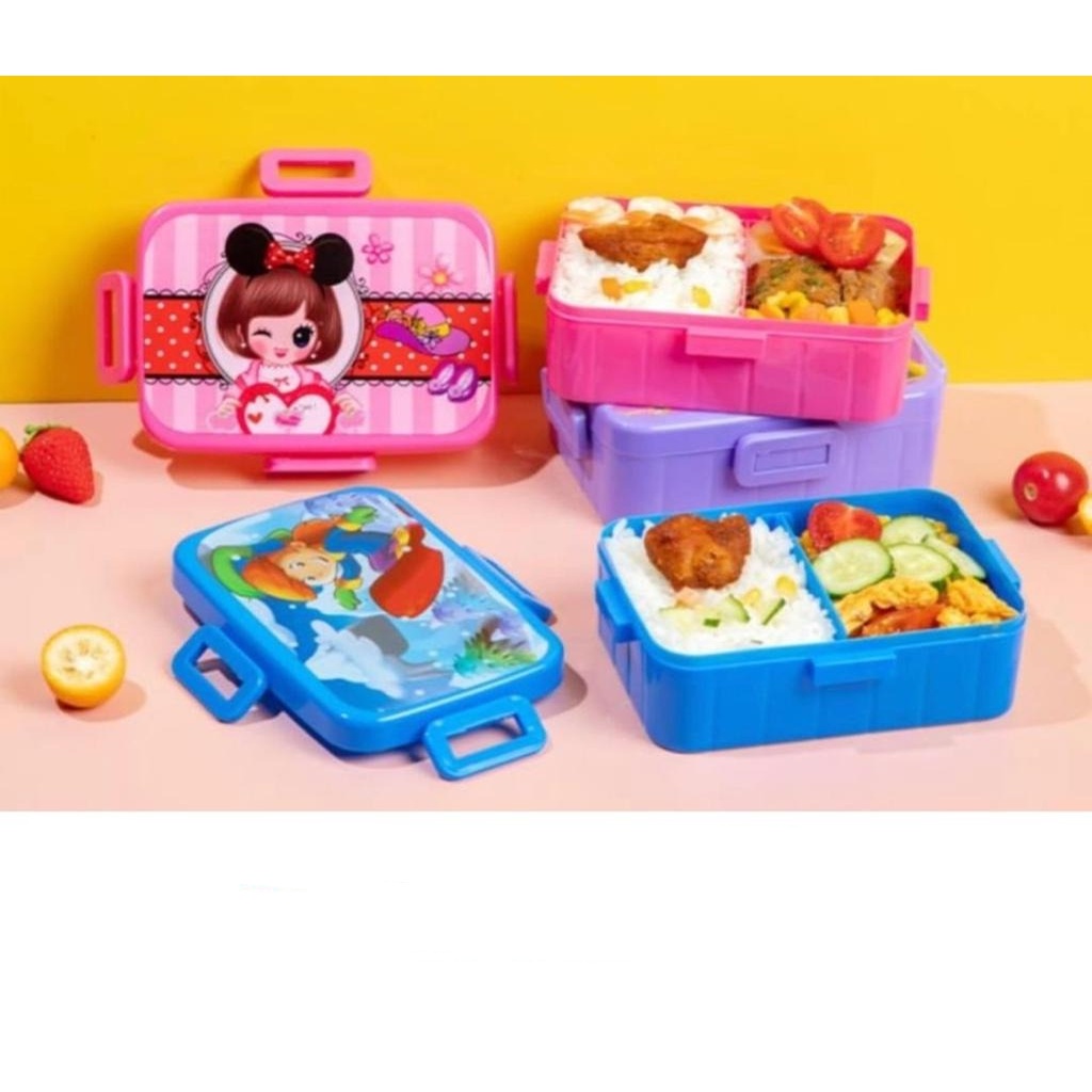 DREAMLAND KARTUN BOY GIRL LUNCH BOX TEMPAT BEKAL MAKAN ANAK MOTIF KARTUN COWOK CEWEK / LUNCHBOX