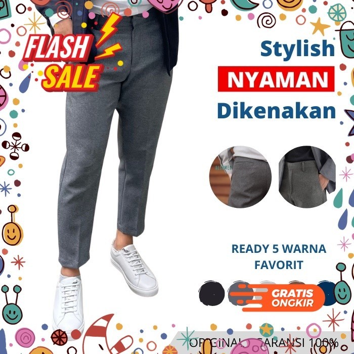 MEGASALE / Celana Panjang Ankle Pants Pria Slim Fit Celana Angkle Pants Bahan Formal Casual dan Sunn