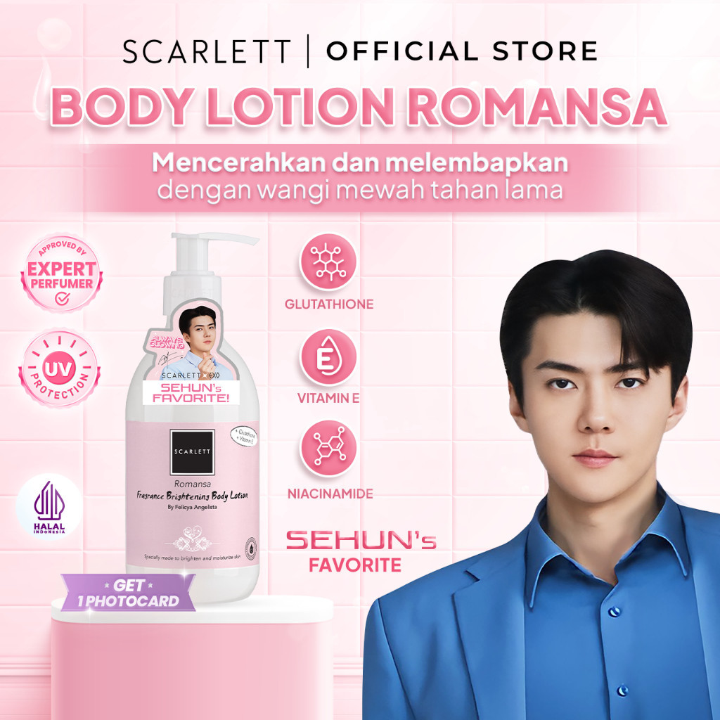 Scarlett Skincare Whitening Body Lotion Romansa Set Kecantikan Paket Perawatan Wajah Bodybutter Body